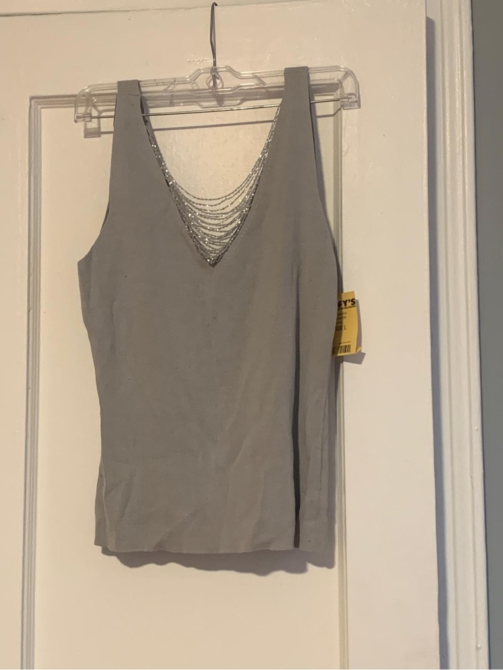 Beaded V-Neck Gray Camisole